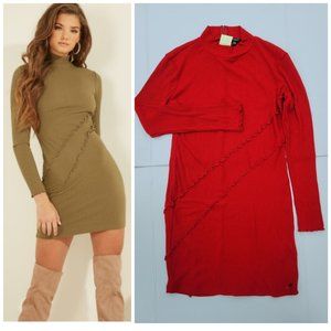 GUESS Women's Long Sleeve Sweater Dress - RED